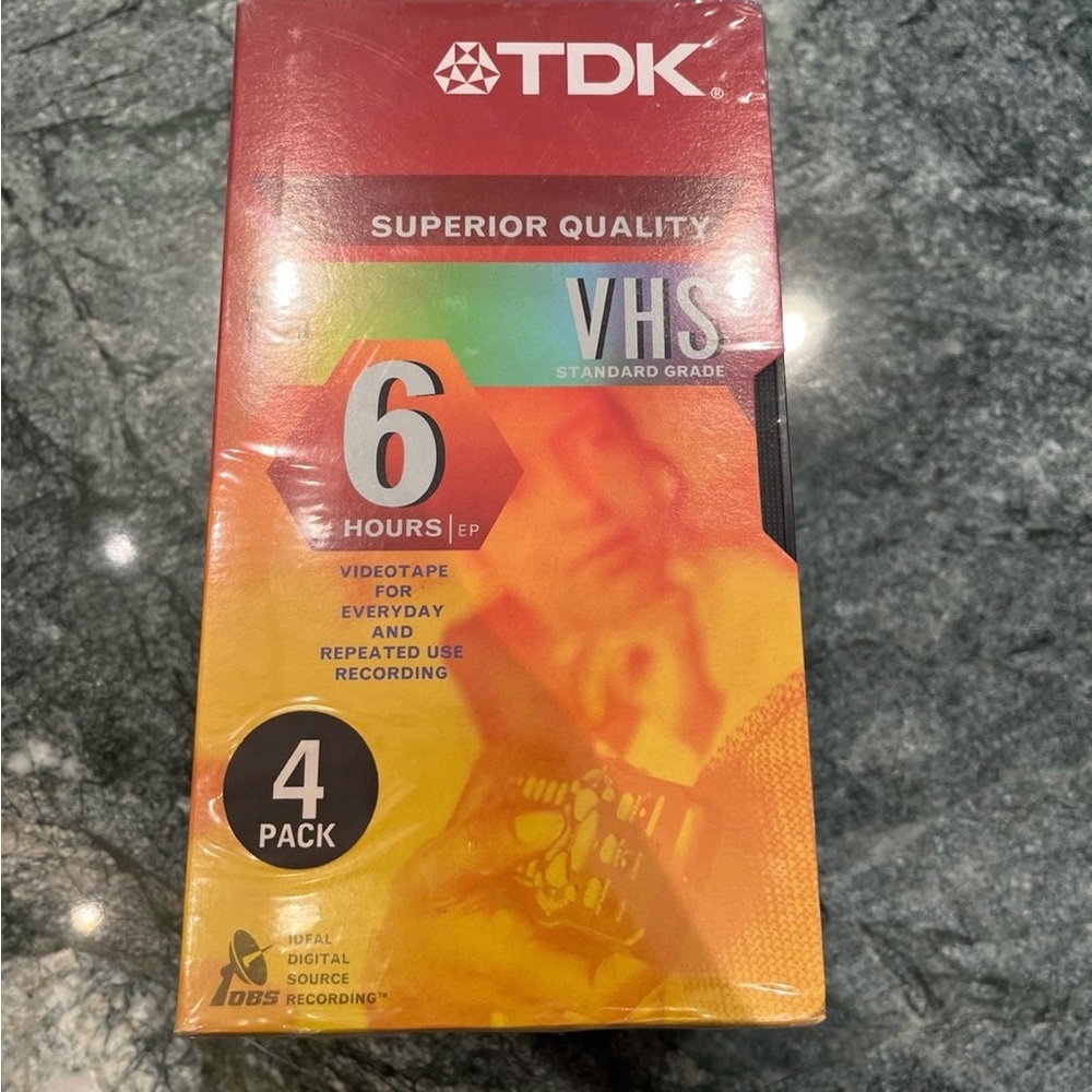 New Sealed 4 Pack TDK Superior Quality T-120 VHS
